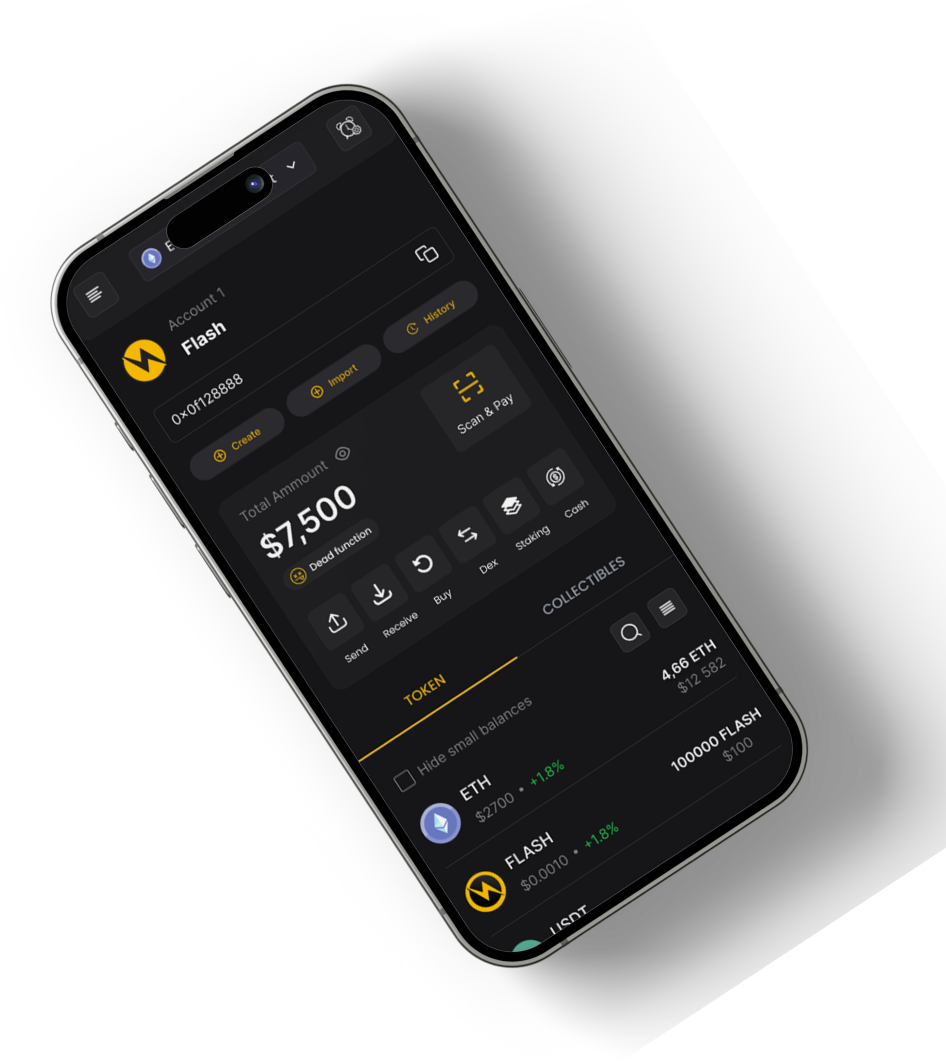 Flash Wallet | First non-custodial Wallet in the world with new functions  (Dead wallet, Cash to crypto and vice versa, cards and more)